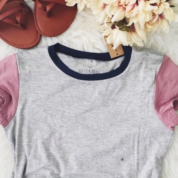 American Eagle Outfitters Tops - New AE Soft & Sexy - Color block Super Soft Tee